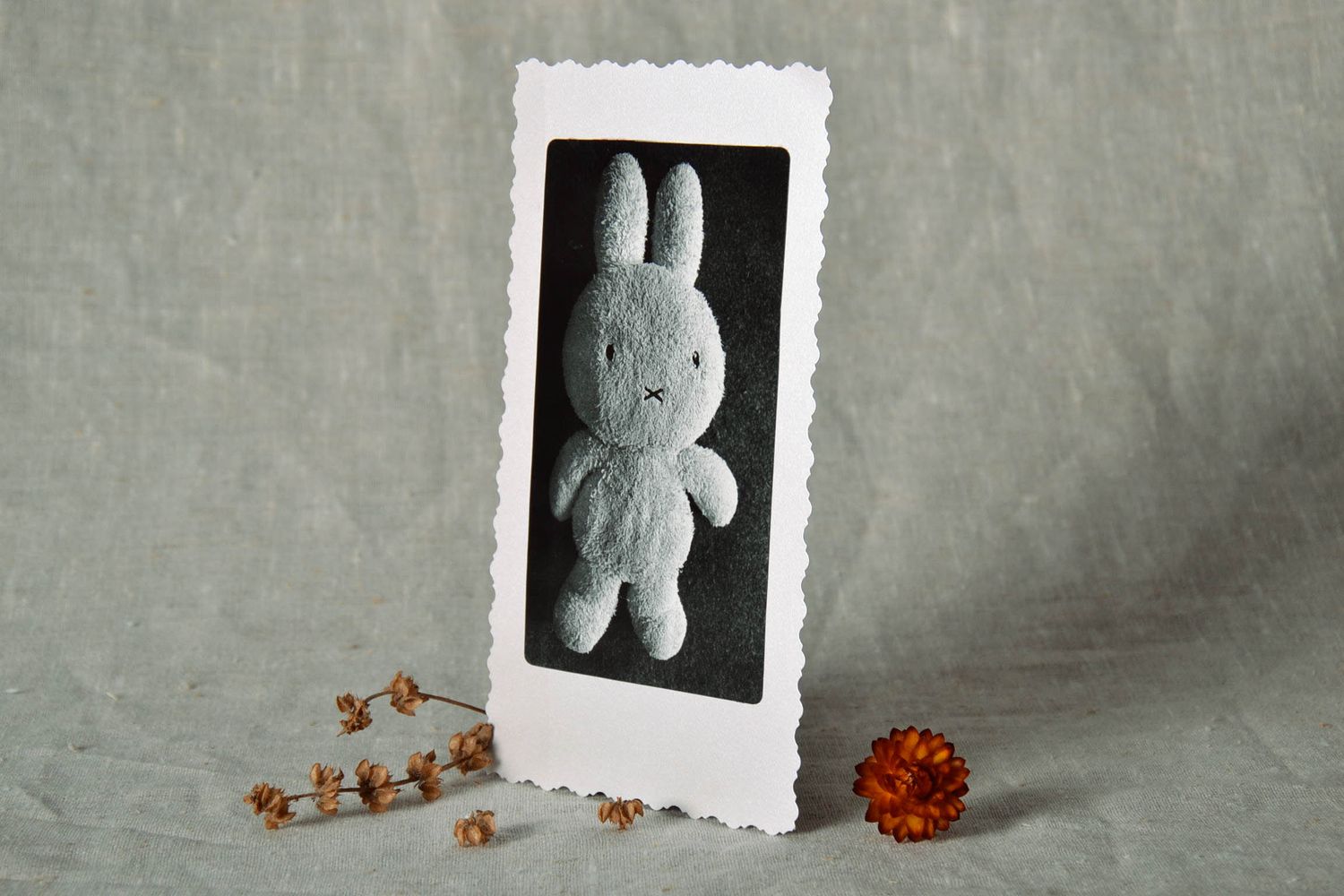 Carte de vœux artisanale originale avec lapin photo 1