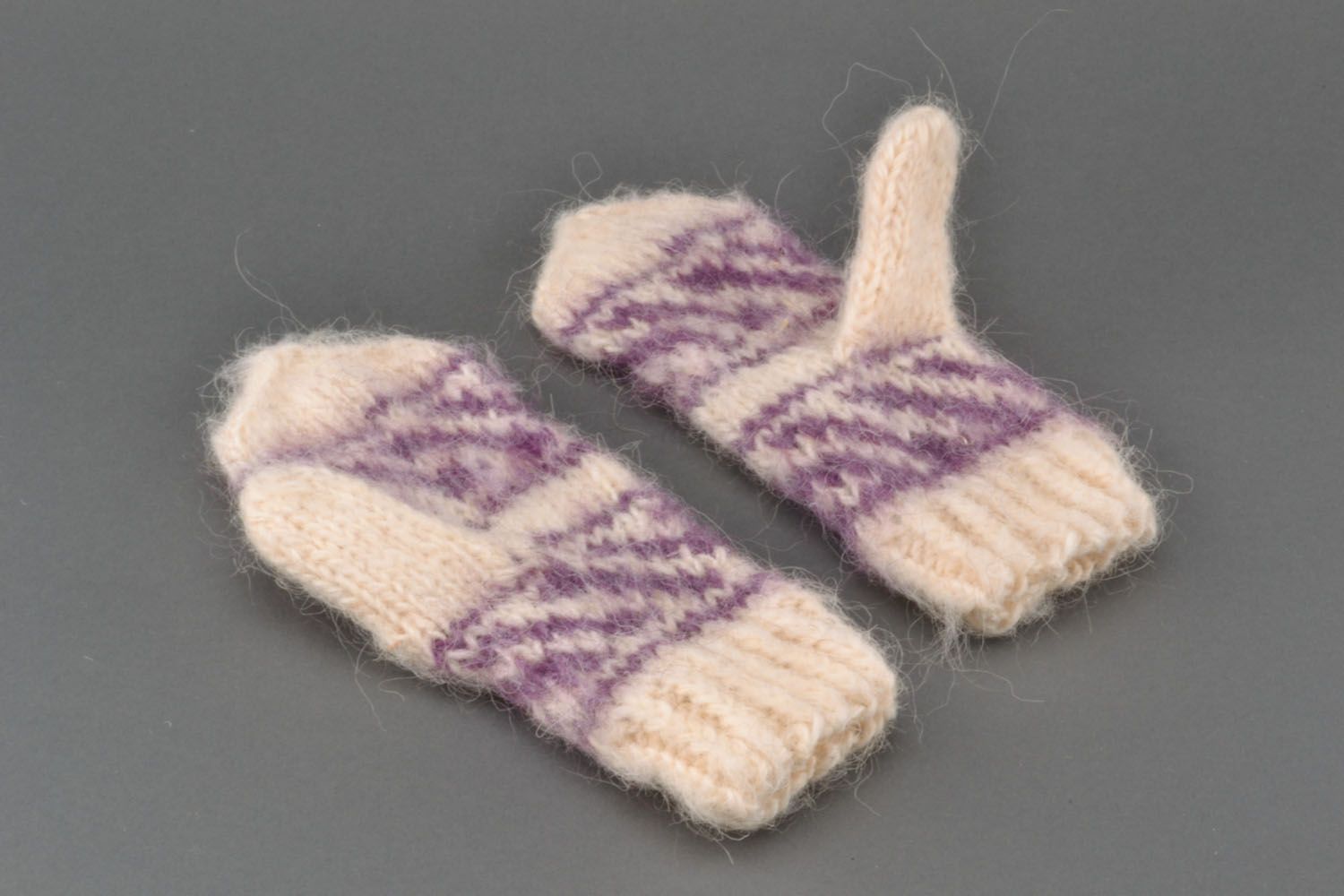 Moufles tricotées en laine chaudes femme photo 2