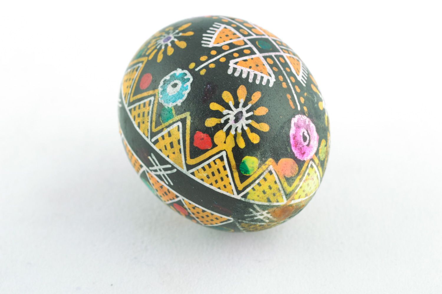 Handmade traditional Easter egg painted using wax technique for interior decor photo 3