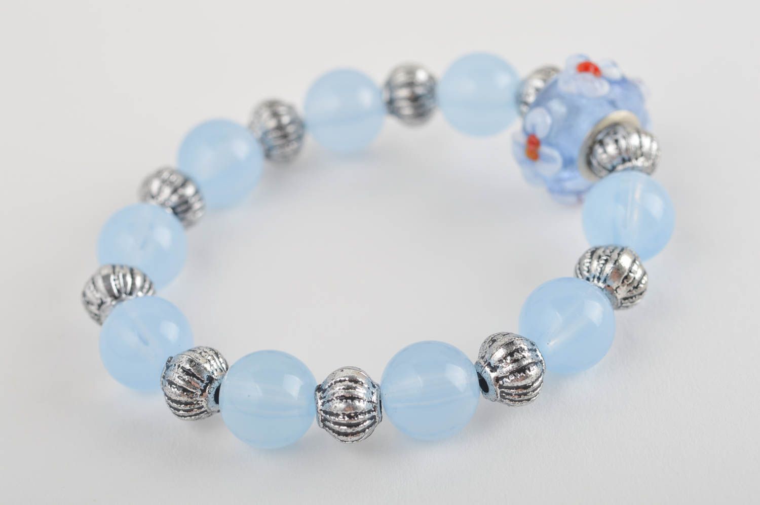 Schönes Modeschmuck Armband Kinder Accessoire Perlen Armband Handarbeit blau foto 2