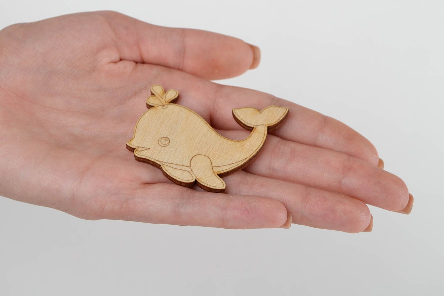 Handgeschaffene Figur zum Bemalen Holz Rohling Miniatur Figur Delfin schön toll foto 2