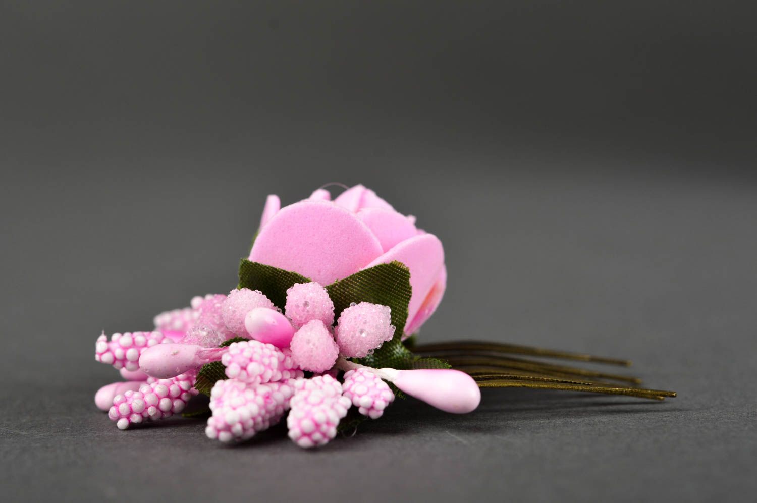 Аксессуар для волос ручная работа розовый гребень для волос красивая бижутерия фото 3