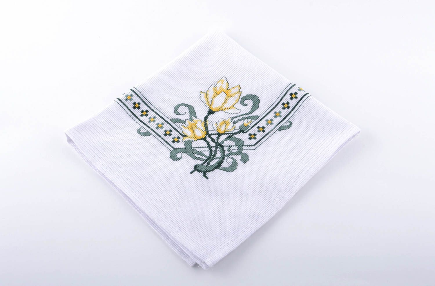 Handmade textile table napkin cross stitch hand embroidery decorative use only photo 1