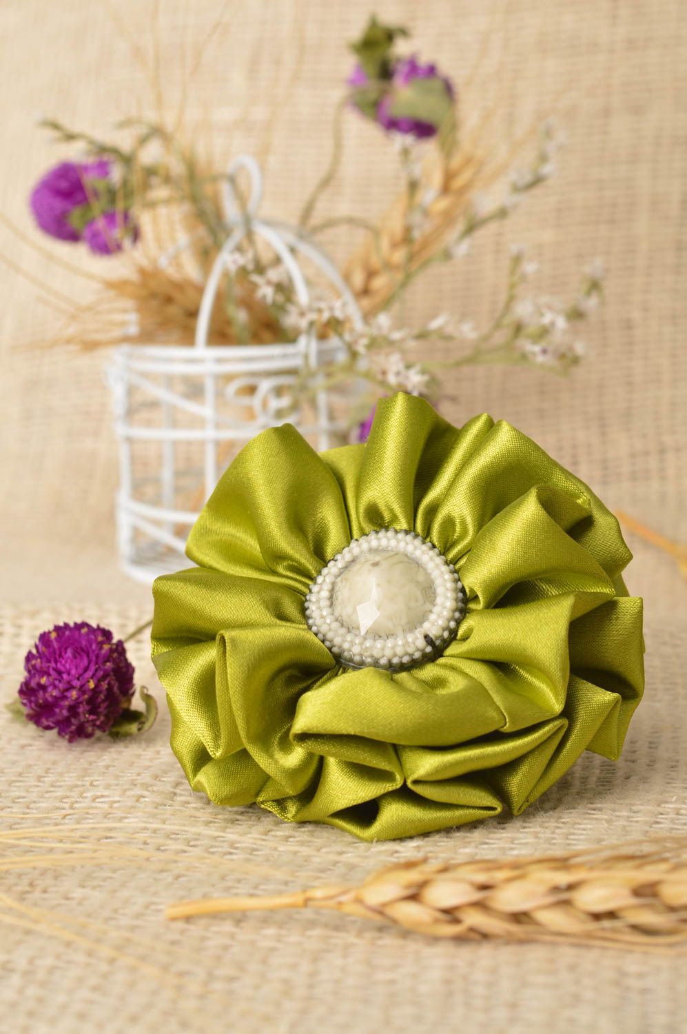 Handmade scrunchy designer scrunchy flower scrunchy unusual accessories photo 1