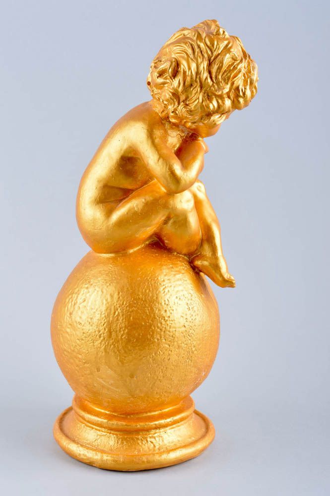 Figurine en plâtre bronze fait main Statuette déco couleur dorée Déco maison photo 3