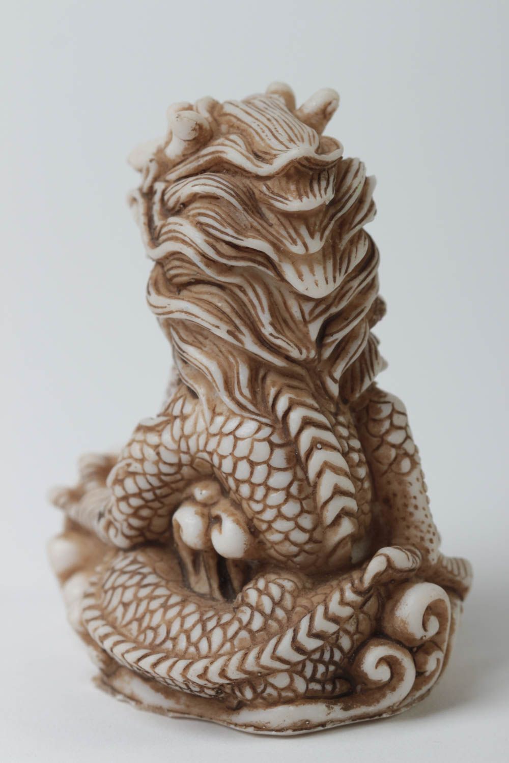 Handmade small figurine unusual statuette in Eastern style dragon statuette photo 3