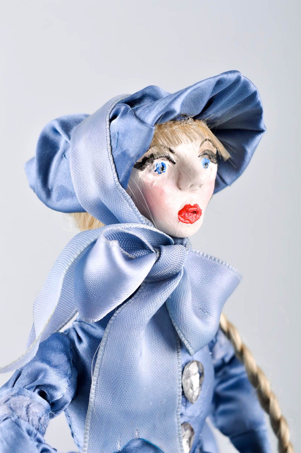 Кукла ручной работы авторская кукла аристократка в синем интерьерная игрушка фото 3