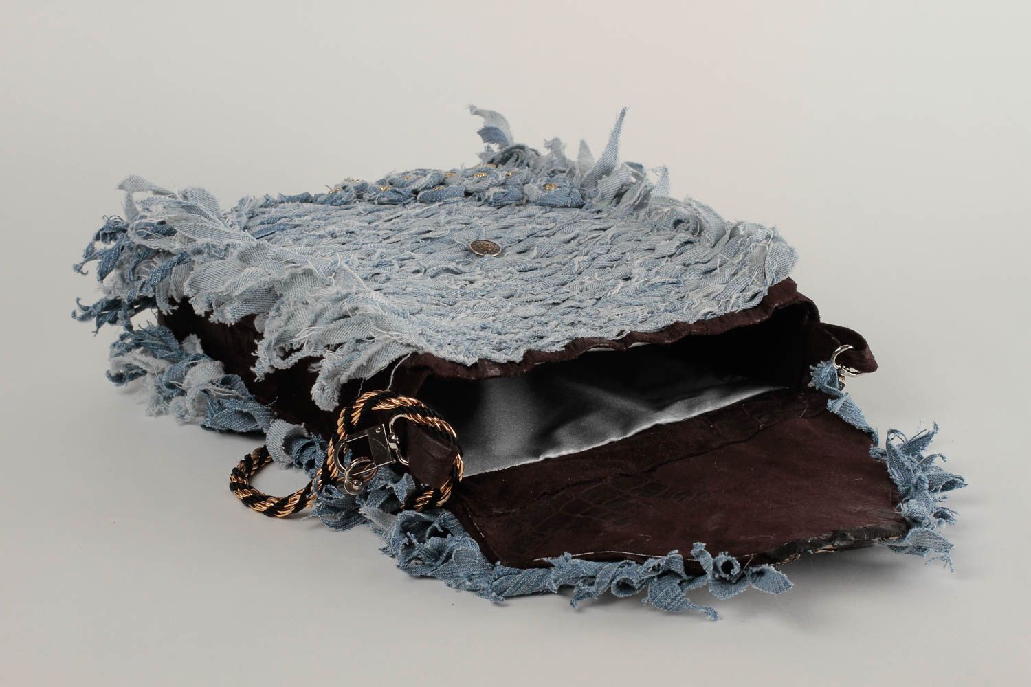 Сумка ручной работы сумка через плечо текстильная сумка джинсовая авторская фото 3