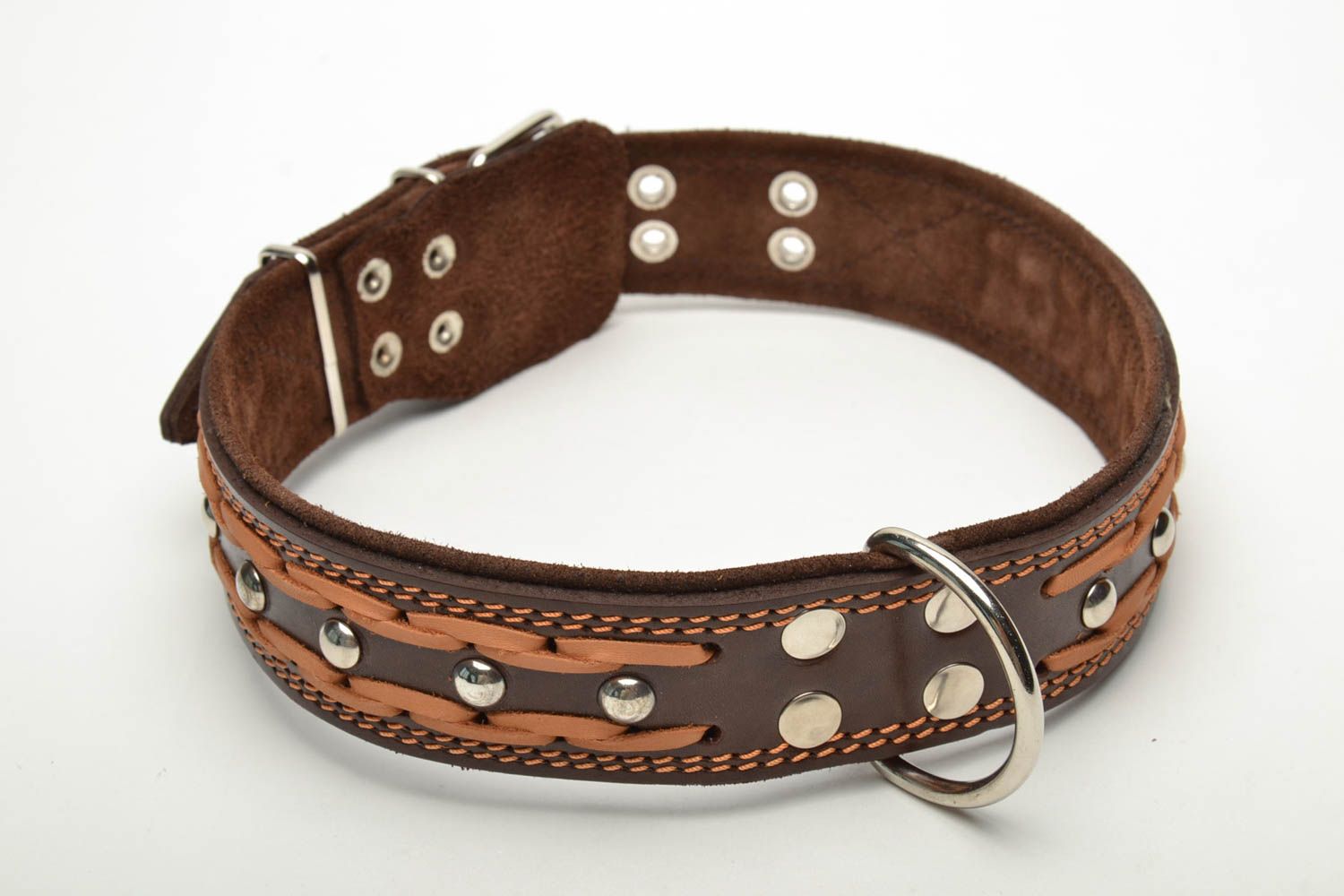 Brown leather collar for big dog photo 4