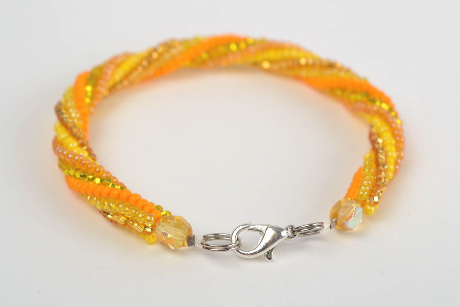 Bracelet en perles de rocaille Bijou fait main jaune-orange Cadeau femme photo 5