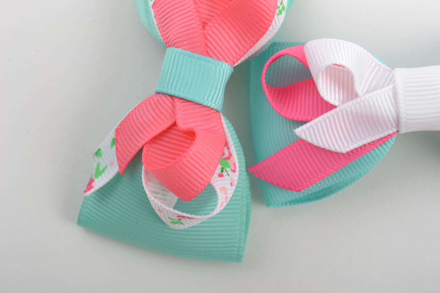 Set of 2 hair bows for girls handmade hair accessories fashion jewelry  photo 2