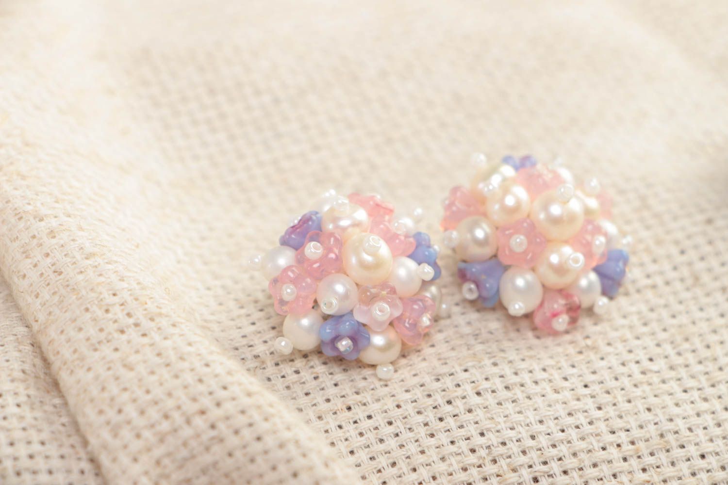 Boucles d'oreilles perles Bijou fait main clips perles rocaille Accessoire femme photo 1