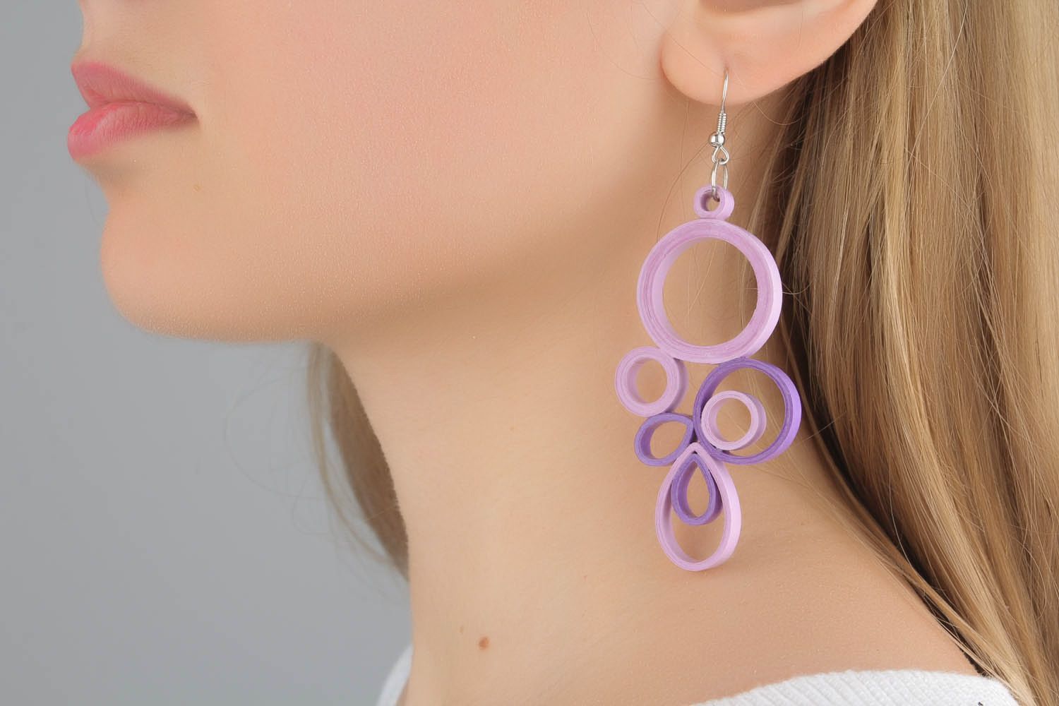 Long earrings made using quilling technique photo 1