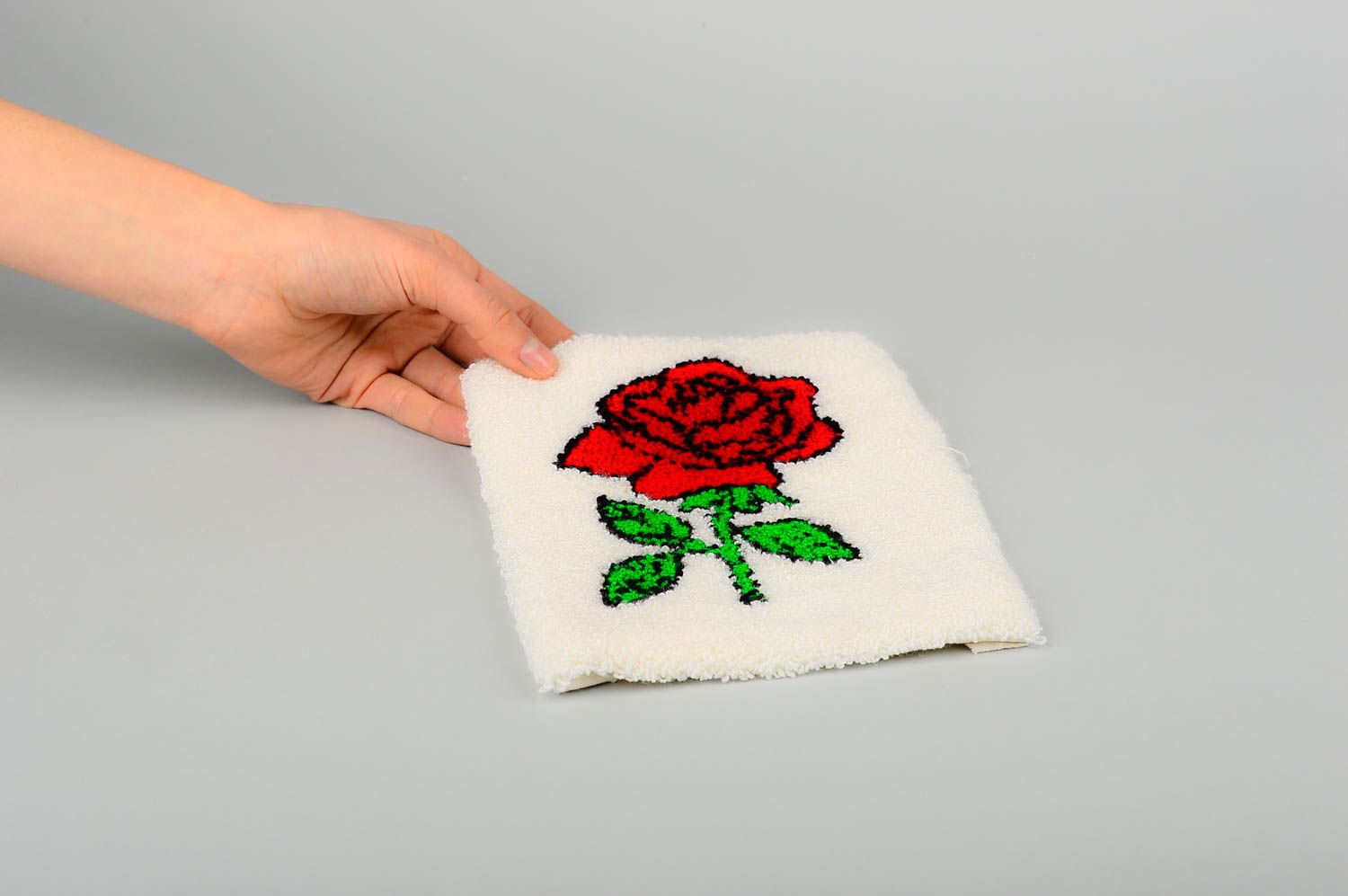 Tableau fleur de rose fait main Décoration murale en coton Déco maison photo 2