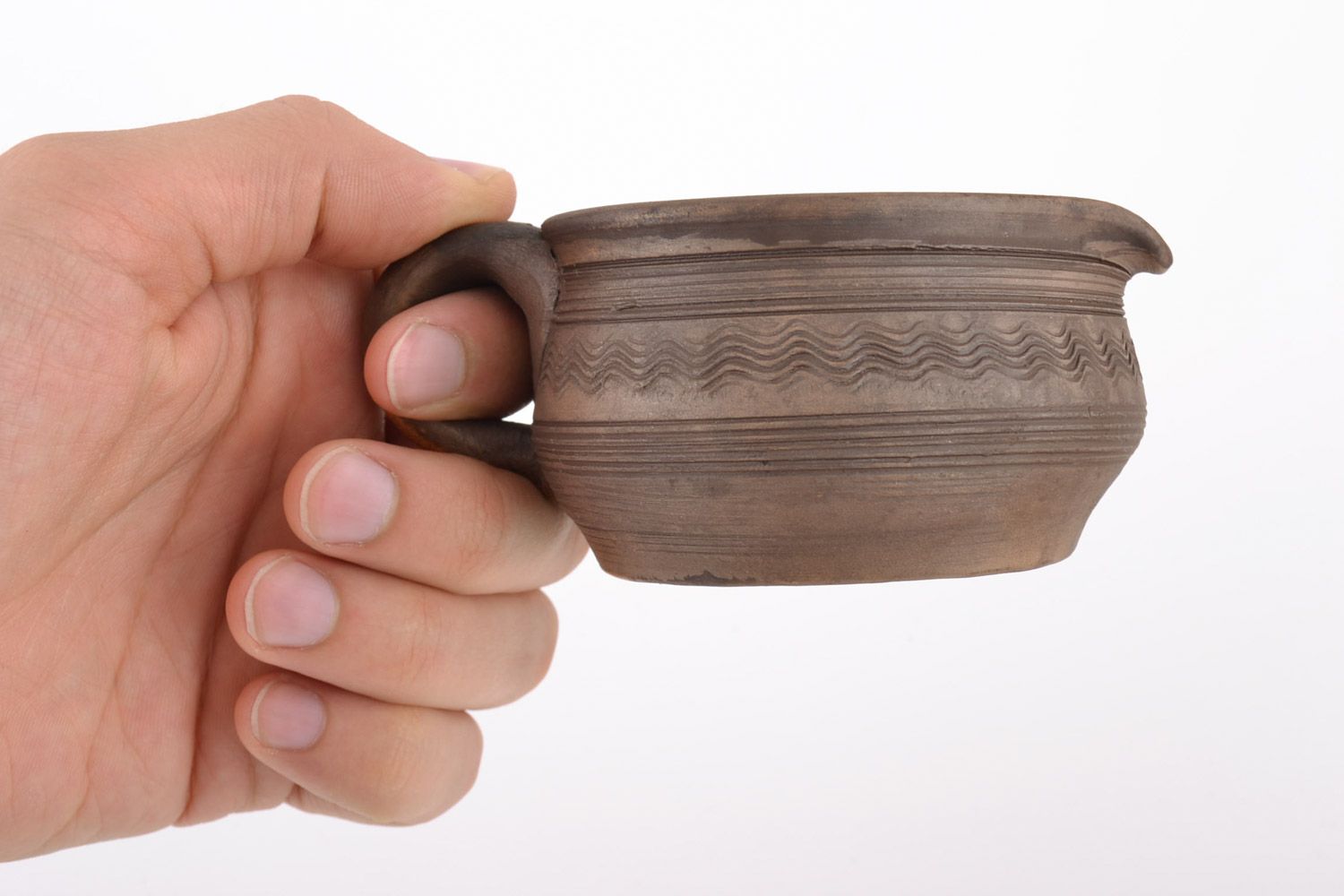 Handmade Keramik Soßenschüssel aus rotem Ton Milchbrennen Technik 70 ml foto 5