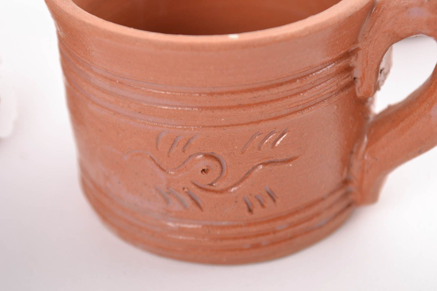 Глиняные чашки для кофе набор 3 шт 75 мл молочная керамика ручной работы фото 3