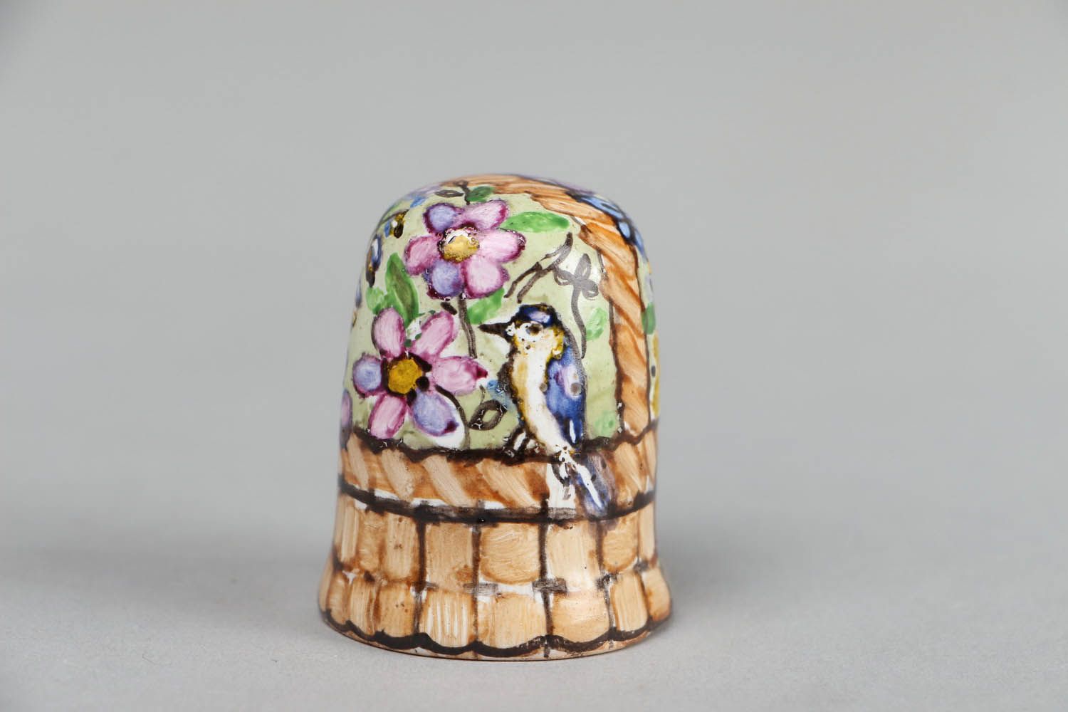 Fingerhut Keramik Korb mit Blumen foto 1
