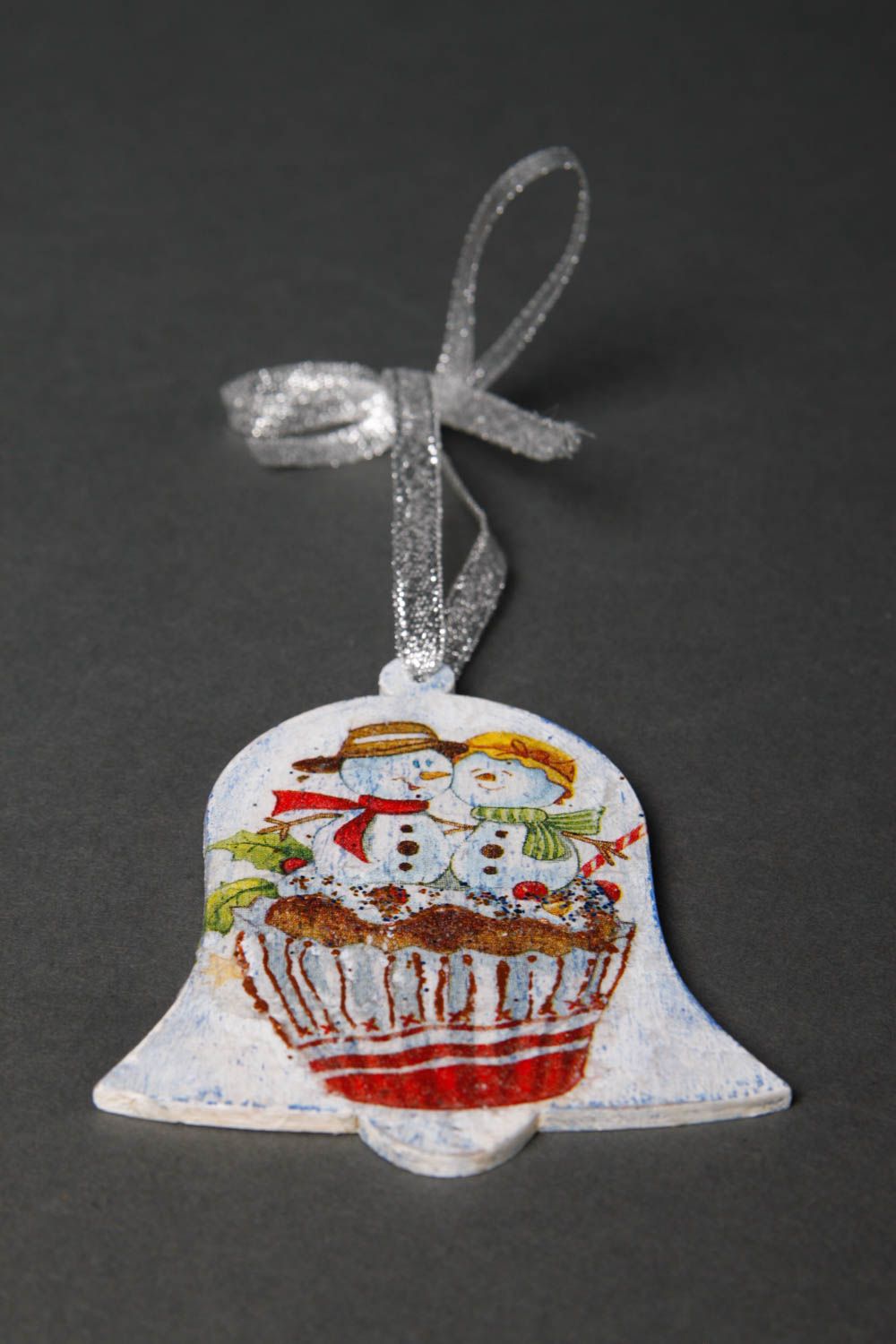 Cloche de Noël faite main Décoration du sapin serviettage Décoration Nouvel An photo 4