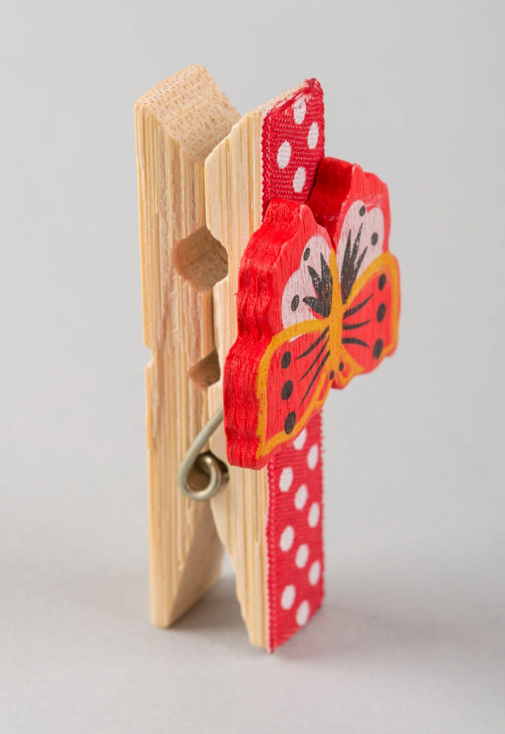 Pince à linge fait main Décoration maison en bois avec papillon Cadeau original photo 5