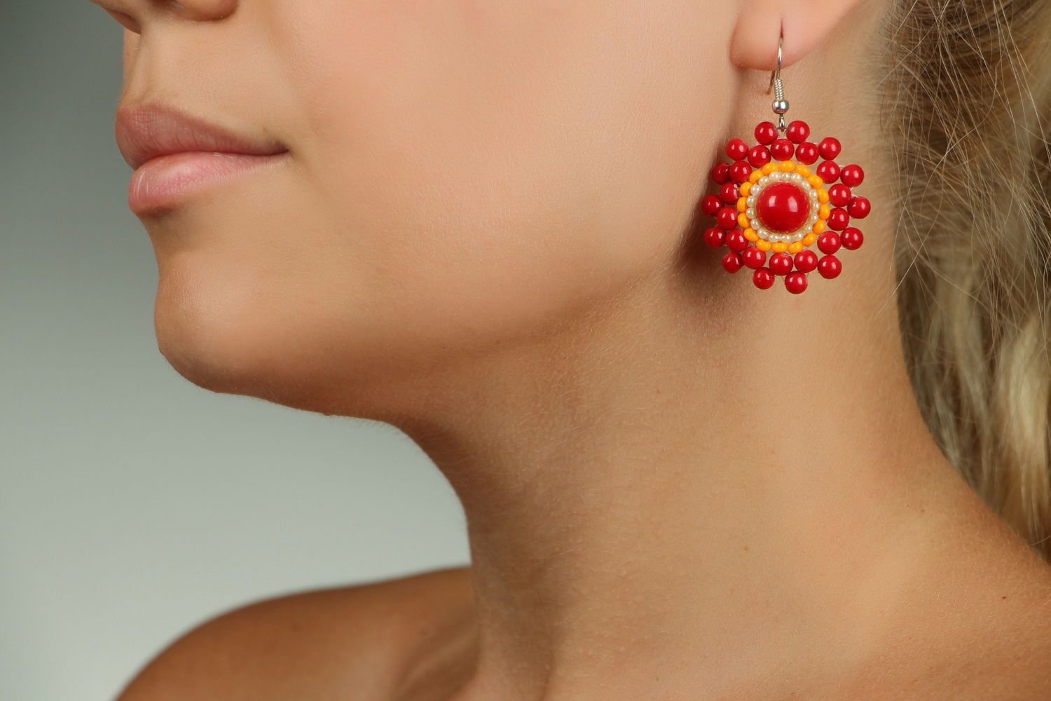 Earrings made of beads and corals photo 4