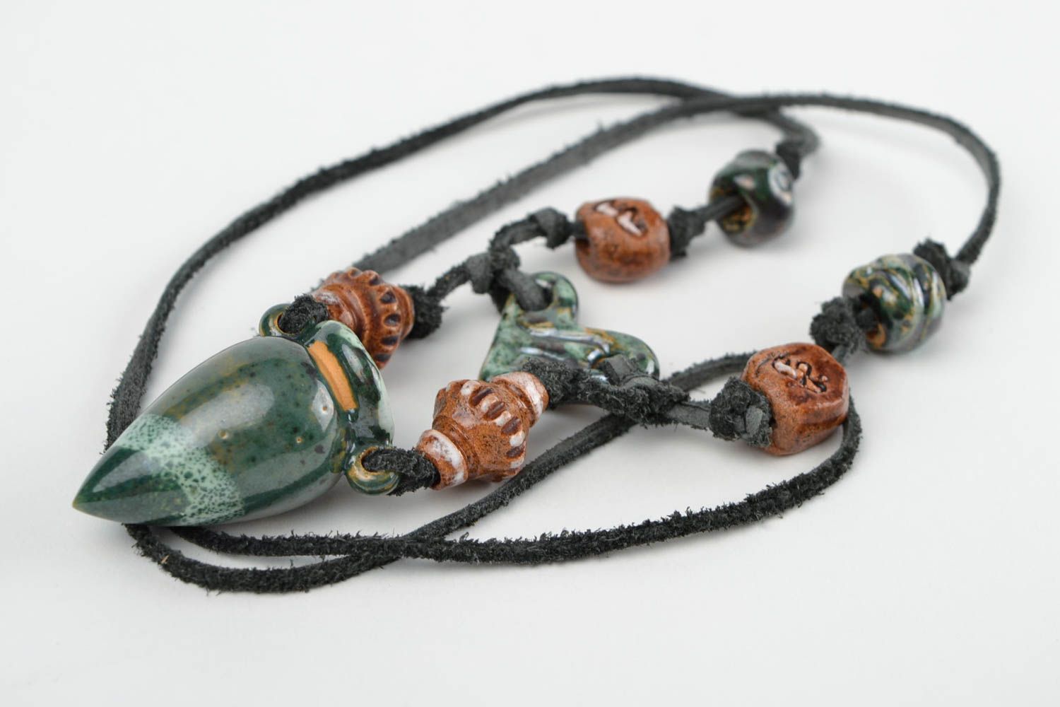 Handmade pendant aroma pendant designer jewelry ceramic accessory unusual gift  photo 1