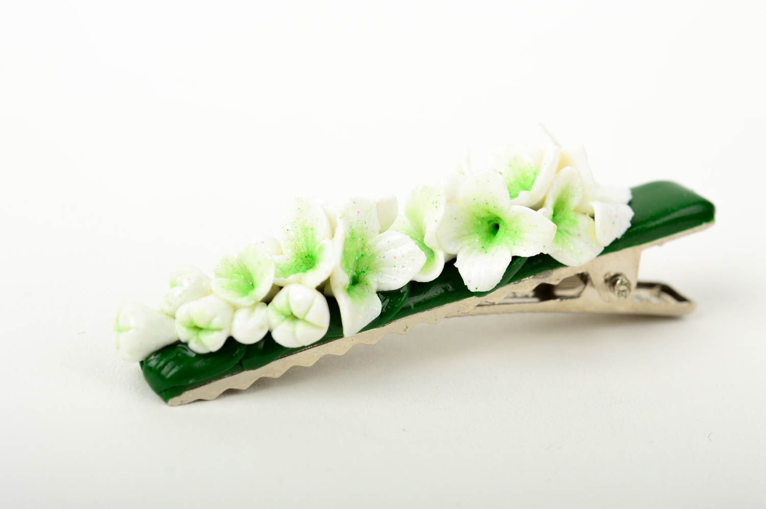 Haarspange Blumen handmade Damen Modeschmuck Accessoire für Haare zart schön foto 1
