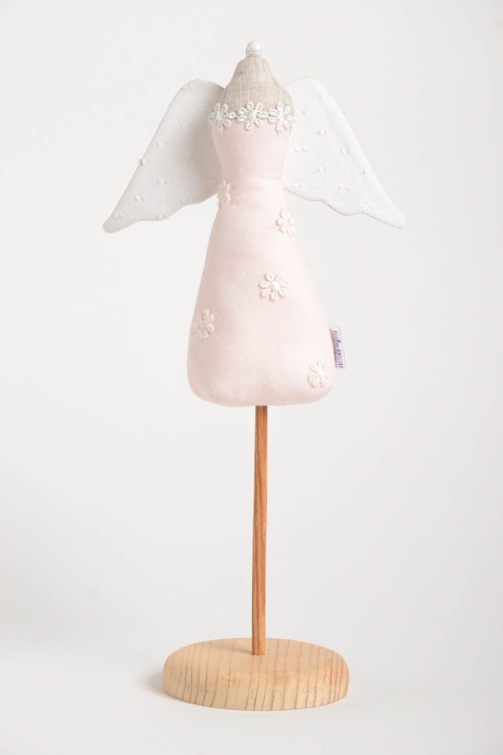 Handmade Engel Puppe Deko Figur Wohnzimmer Deko originell aus Stoff mit Ständer  foto 2