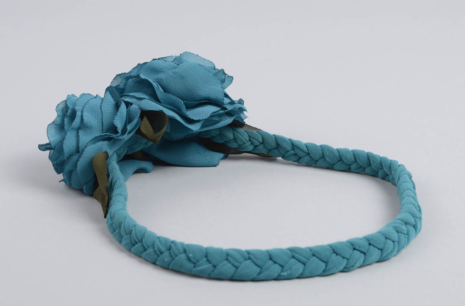 Haarschmuck Blüte handgefertigt Haarband mit Blume Haar Accessoire türkisblau foto 2