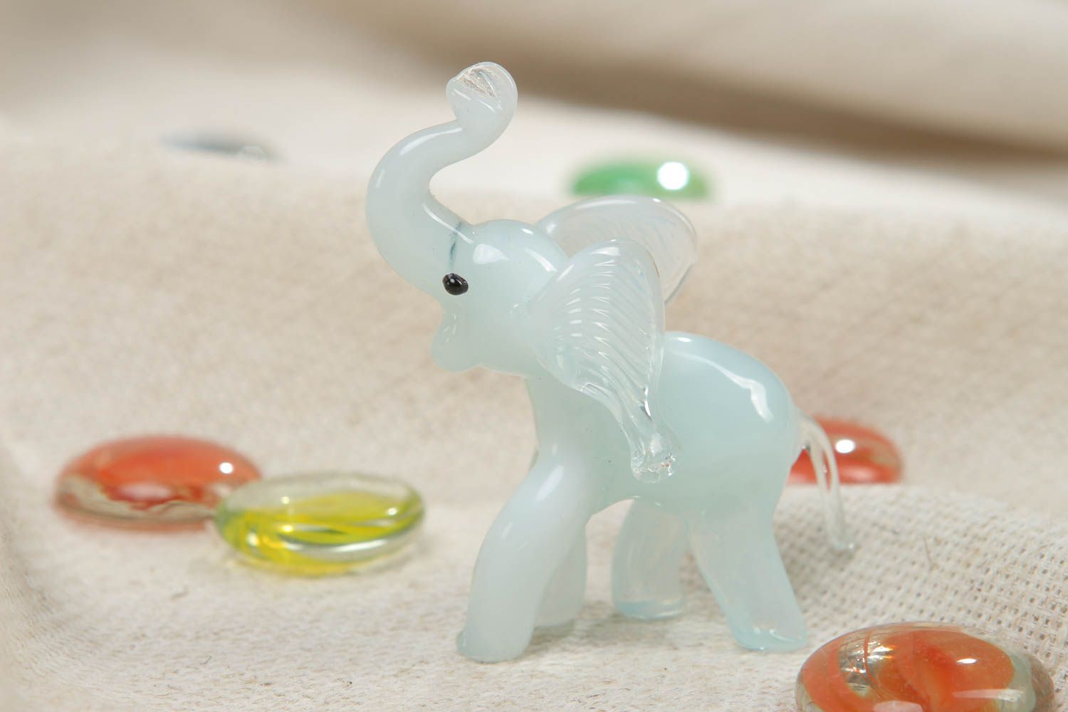 Lustige Lampwork Figurine Elefant aus Glas weiß foto 5