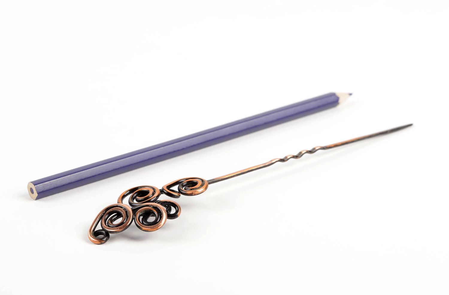Handmade hair pin copper hair pin unusual hair accessory gift for women photo 5