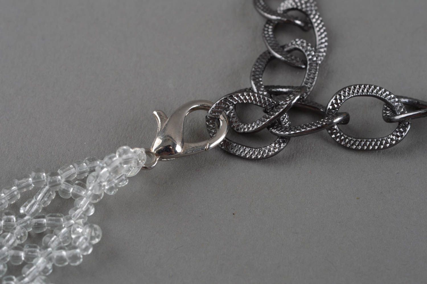 Beaded flower necklace beautiful handmade accessory for women designer jewelry photo 5