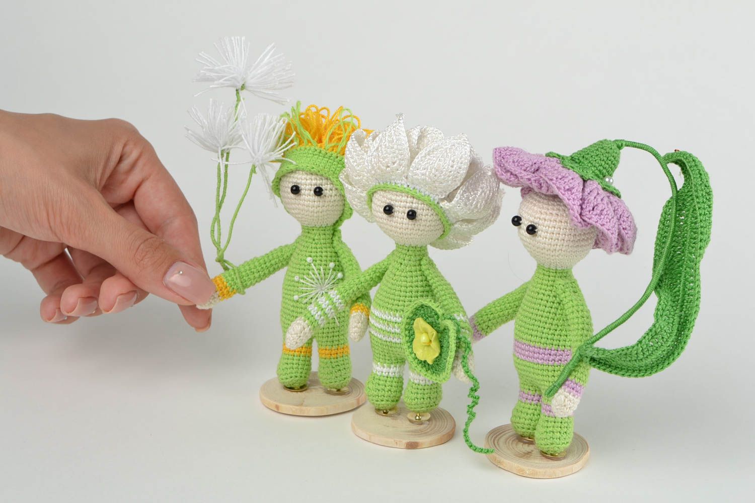 Мягкие игрушки куклы ручной работы подарки игрушки для детей набор из 3 штук фото 2