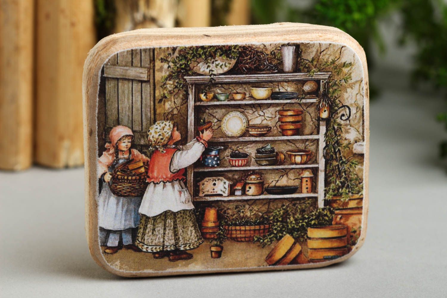 Kitchen decoration refrigerator magnet wooden gifts for decorative use only photo 1