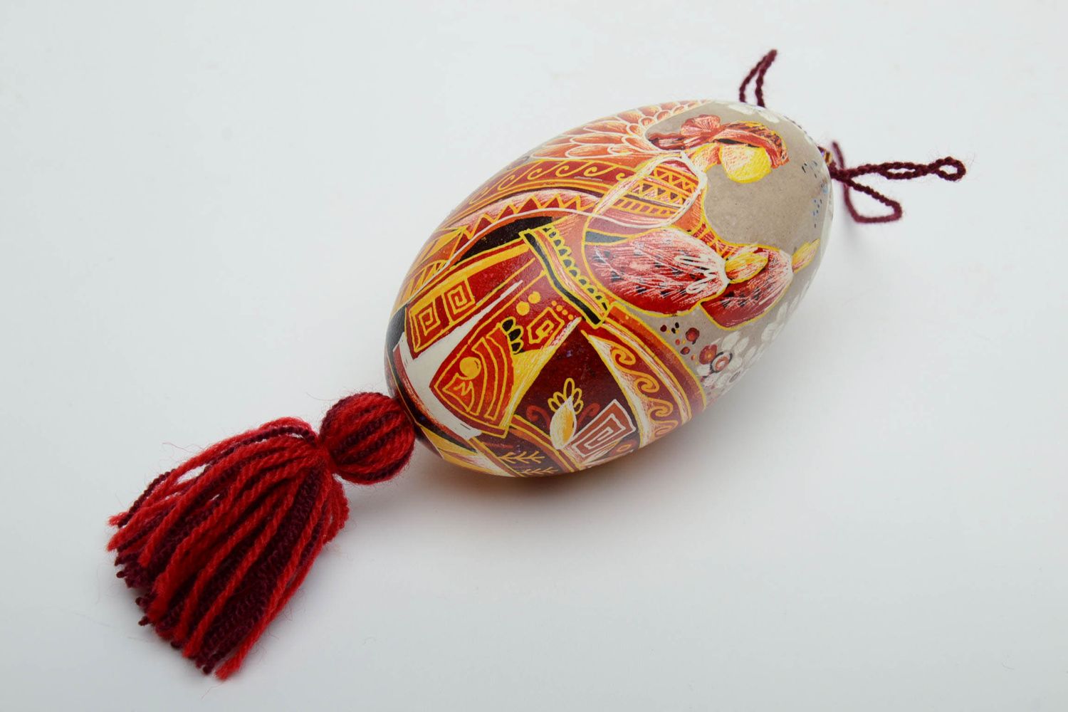 Пасхальное яйцогусиное с росписью подвеска ручной работы фото 2