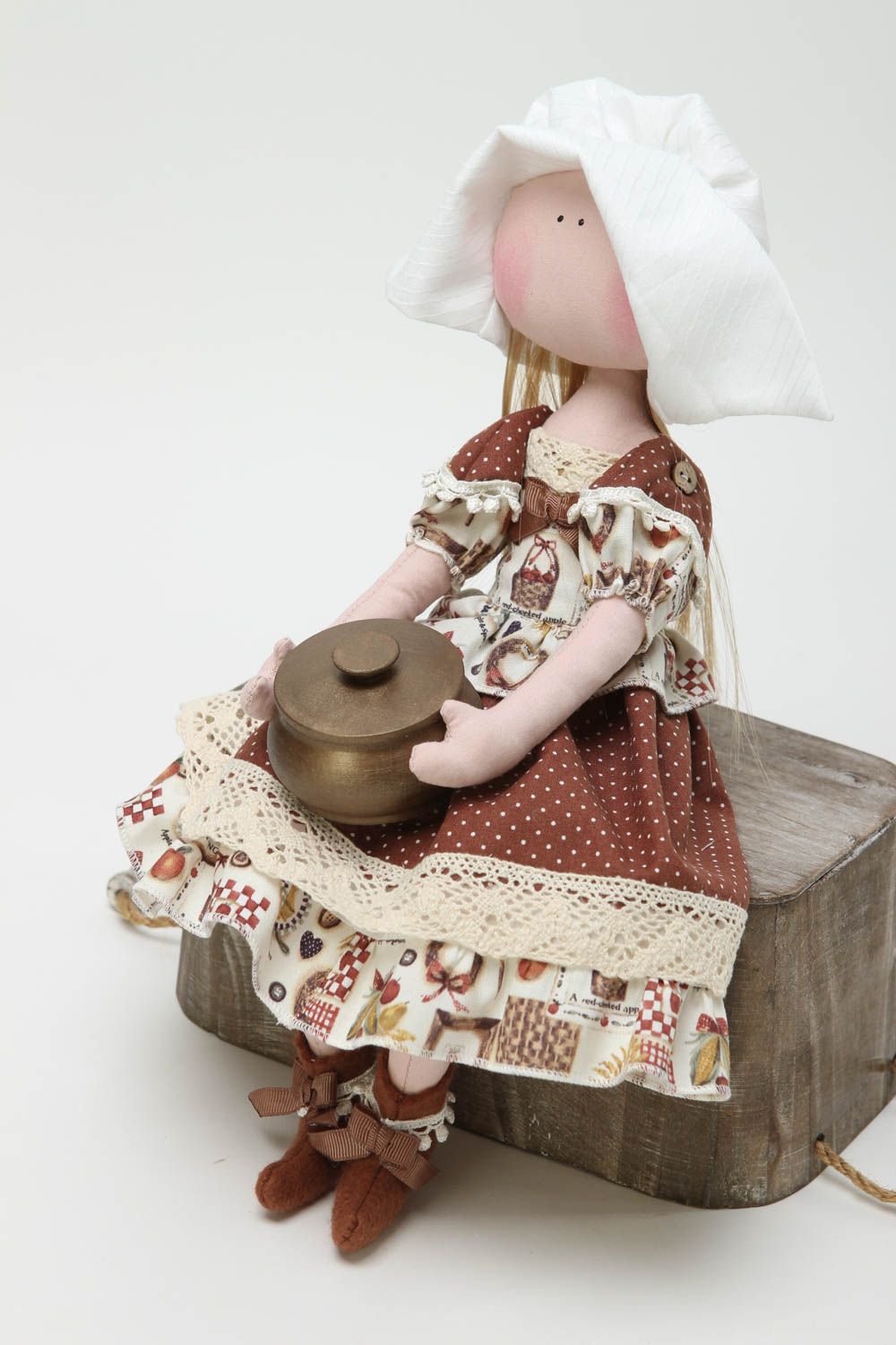 Кукла ручной работы кукла из ткани мягкая кукла в платьице дизайнеркая фото 2
