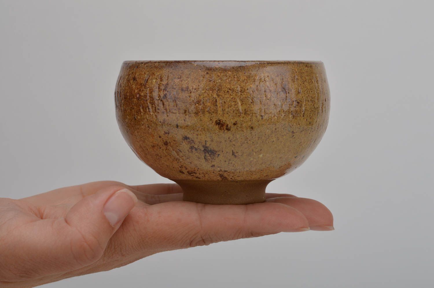 Handmade stylish cute small clay bowl for jam covered with glaze Desert photo 3