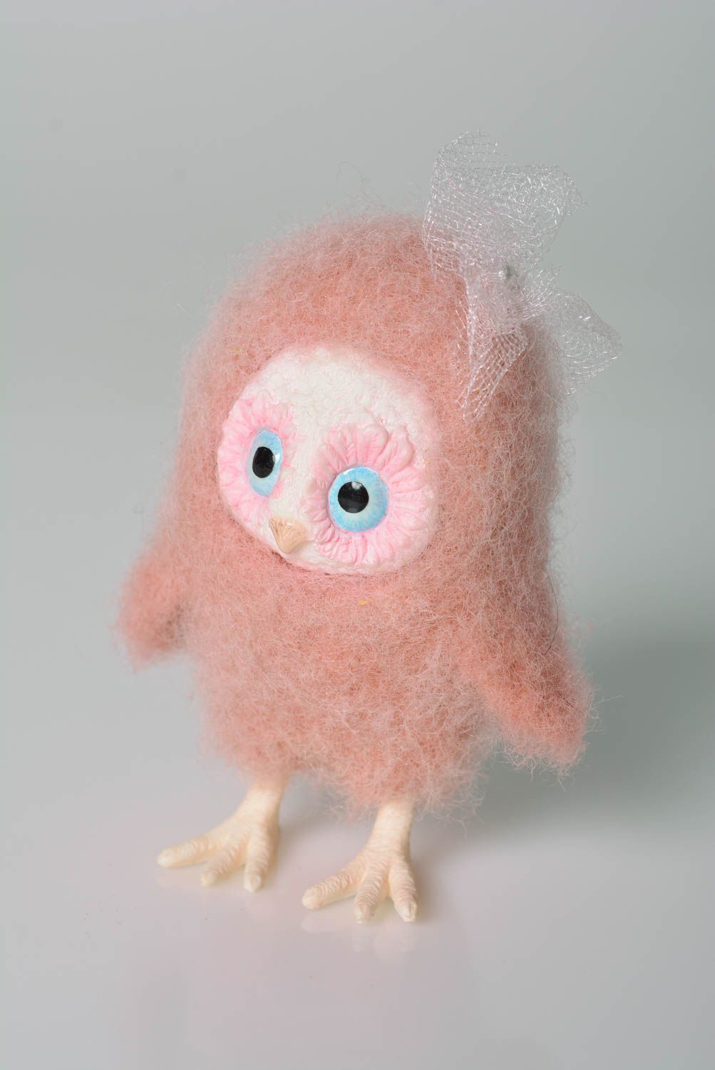 Игрушка ручной работы мягкая игрушка интерьерная игрушка в виде совы розовая фото 1