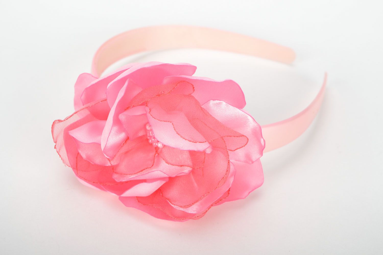 Pink headband with flower photo 1
