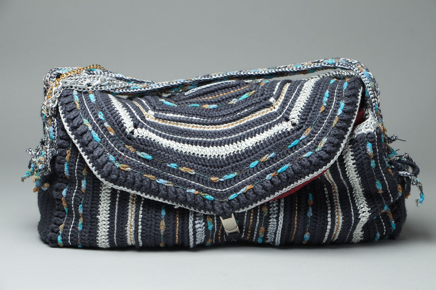 Crochet women's bag Blue photo 1