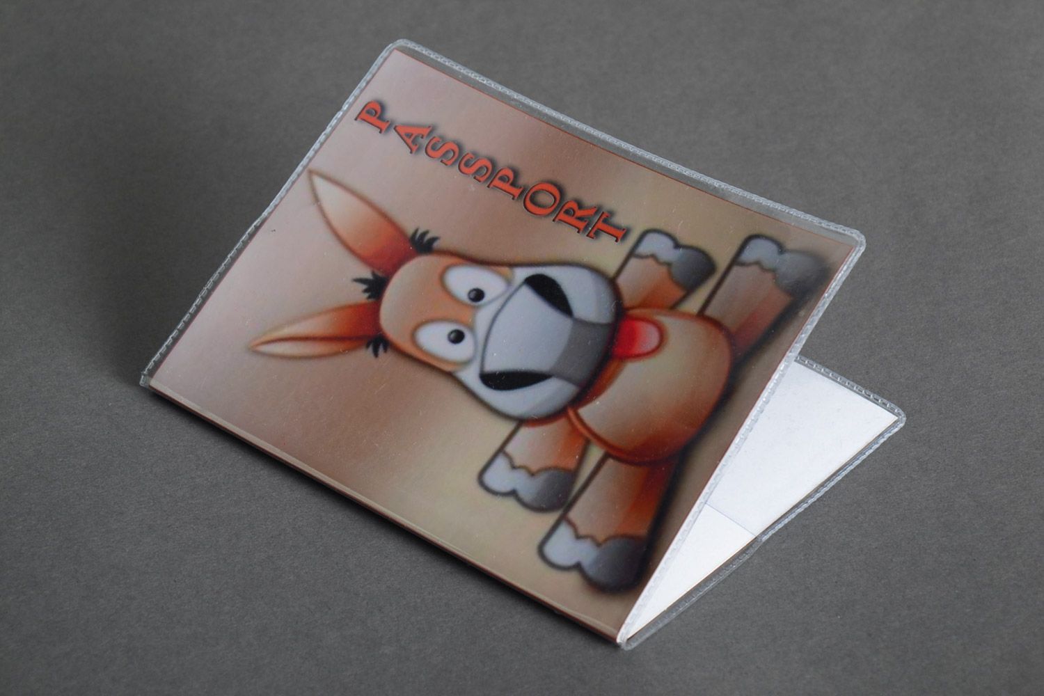 Funny handmade plastic passport cover with photo print Donkey photo 2