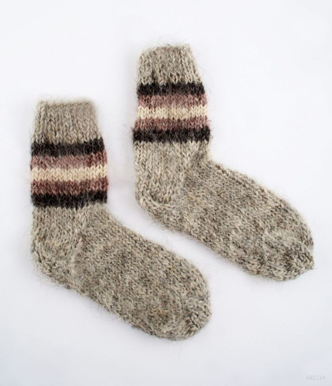 Handmade wool socks of grey color photo 2