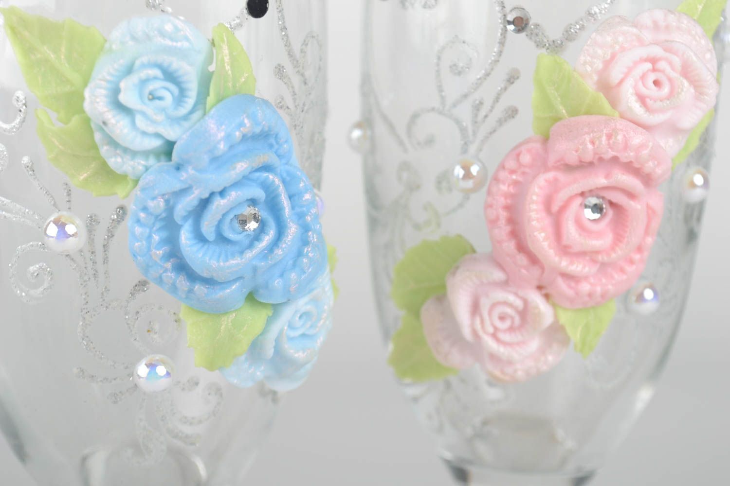 Copas para boda hechos a mano vasos de cristal decorados decoración de mesa   foto 2