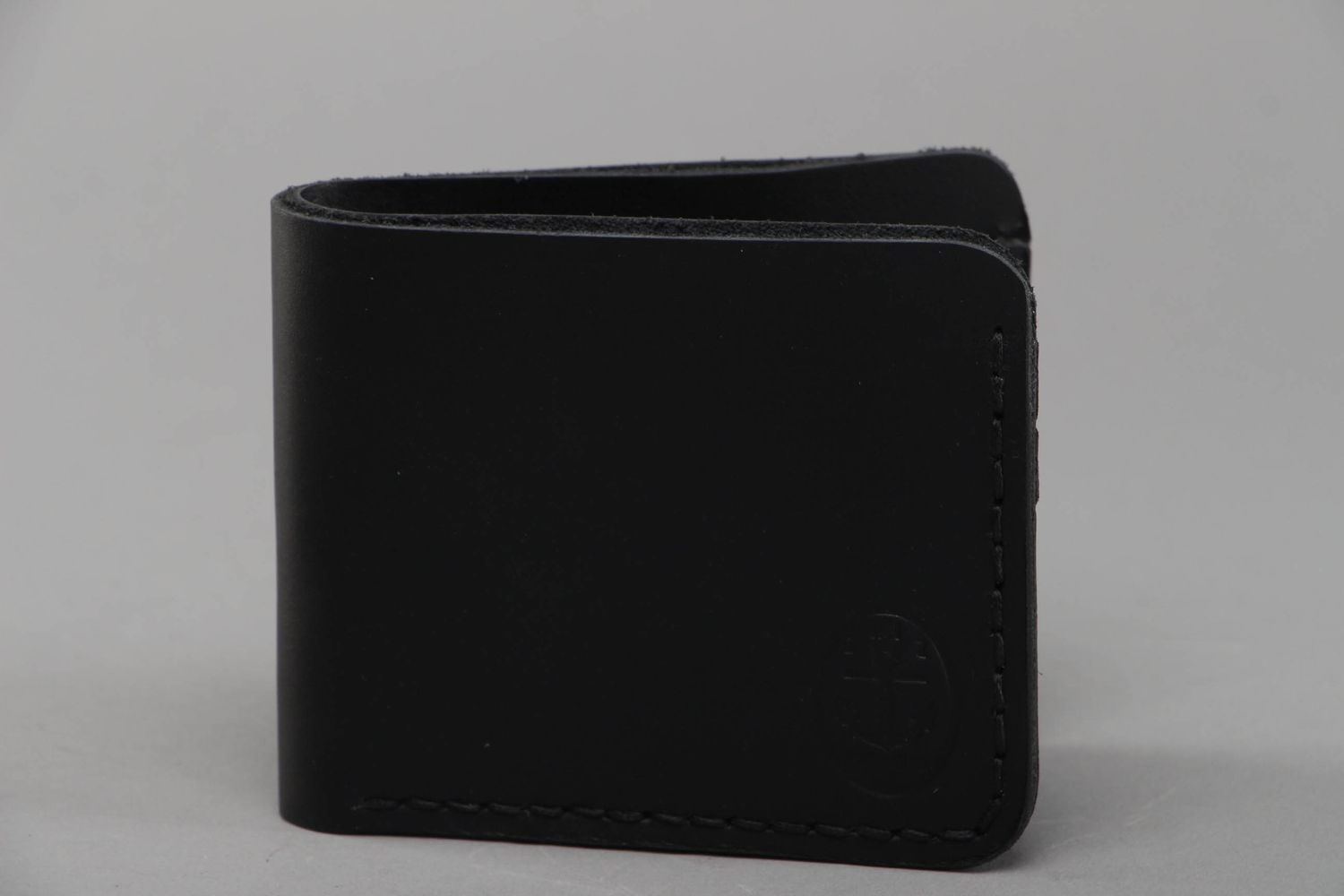 Мужской бумажник из натуральной кожи черный фото 1