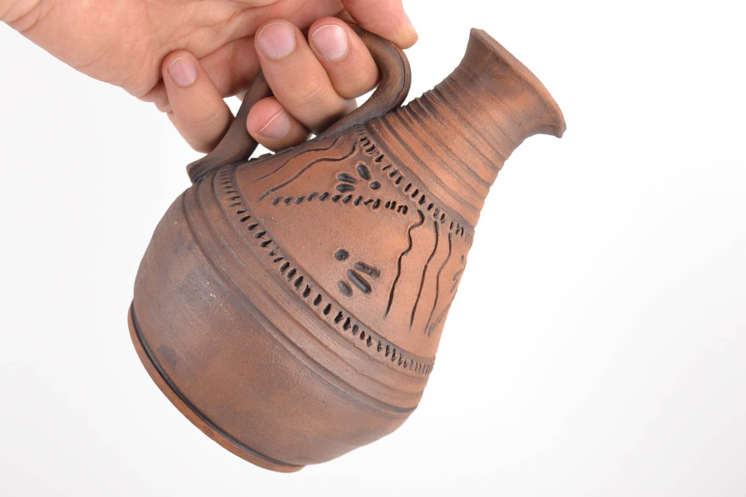 15 oz ceramic handmade wine carafe with handle 1,7 lb photo 2