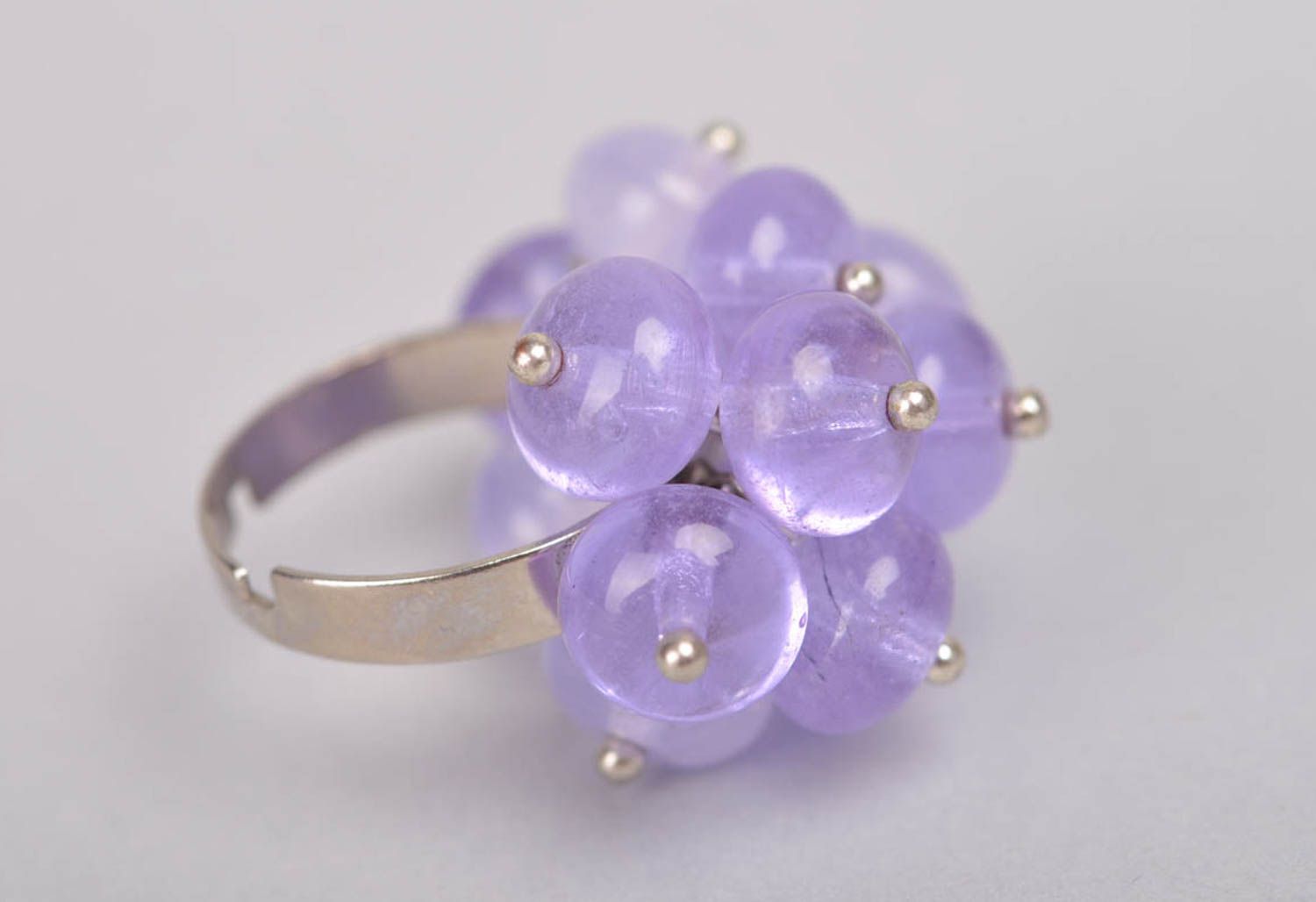 Handmade beaded jewelry ring violet designer accessories unique beaded gift photo 3