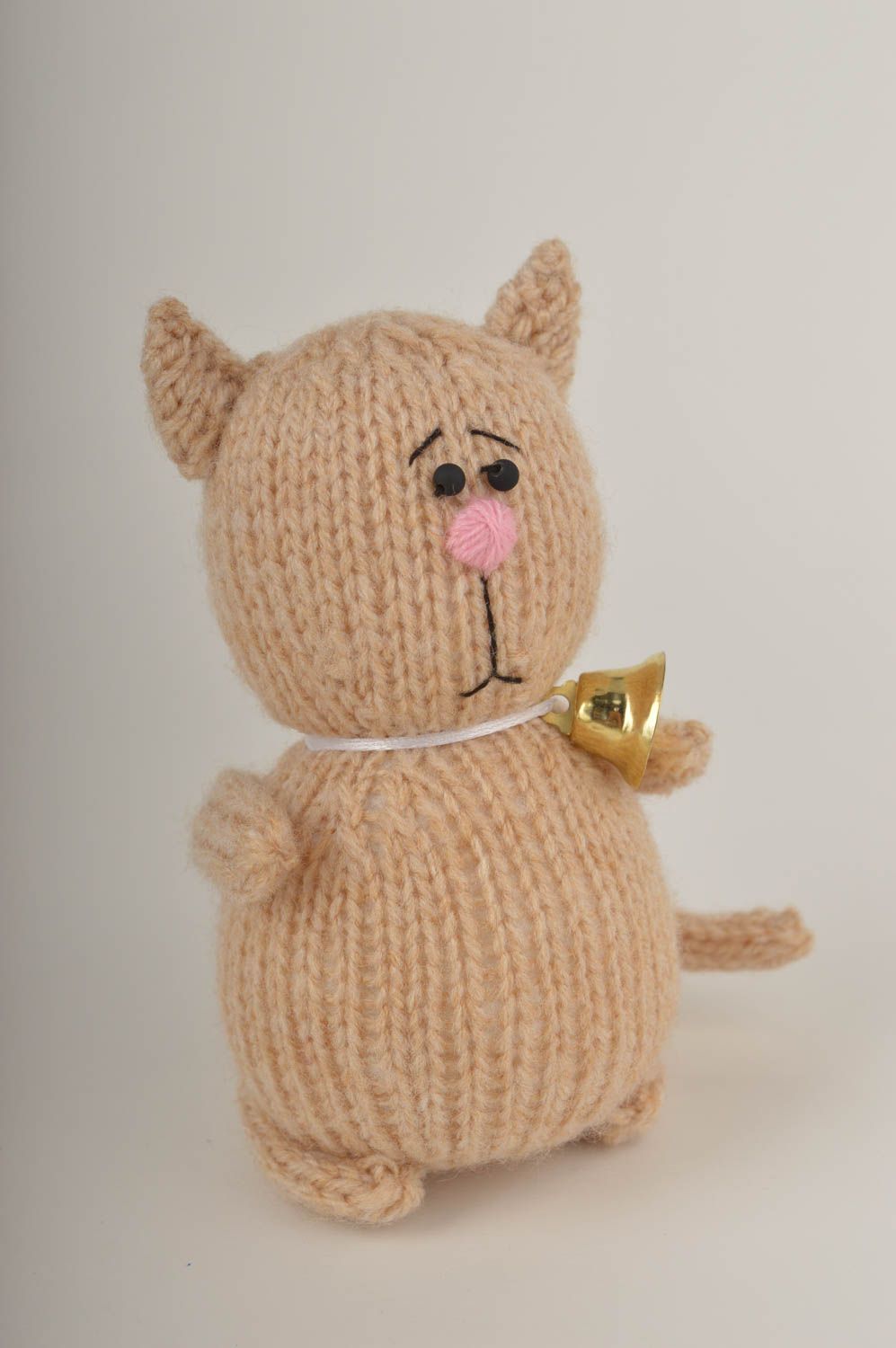 Handmade brown cute toy knitted stylish toy unusual soft accessory for nursery photo 4