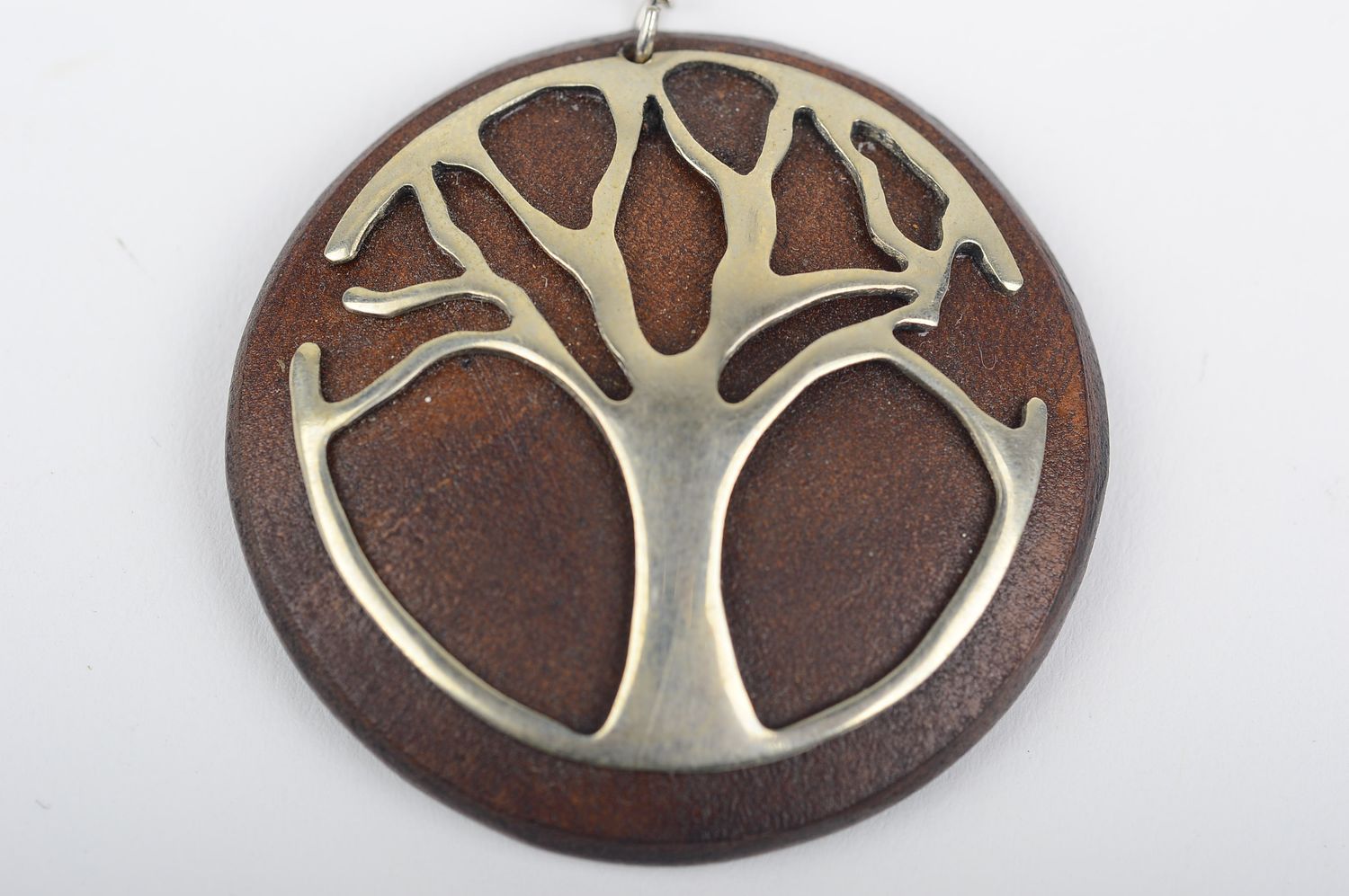 Большие серьги украшение ручной работы серьги из кожи с металлом Деревья фото 3