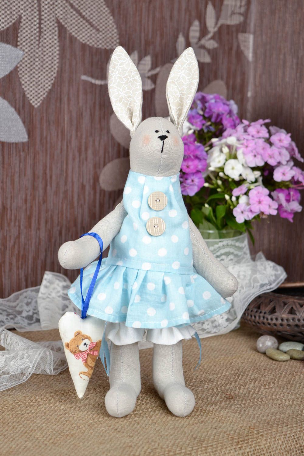 Jouet enfant Peluche en tissu fait main lapin Cadeau original photo 1