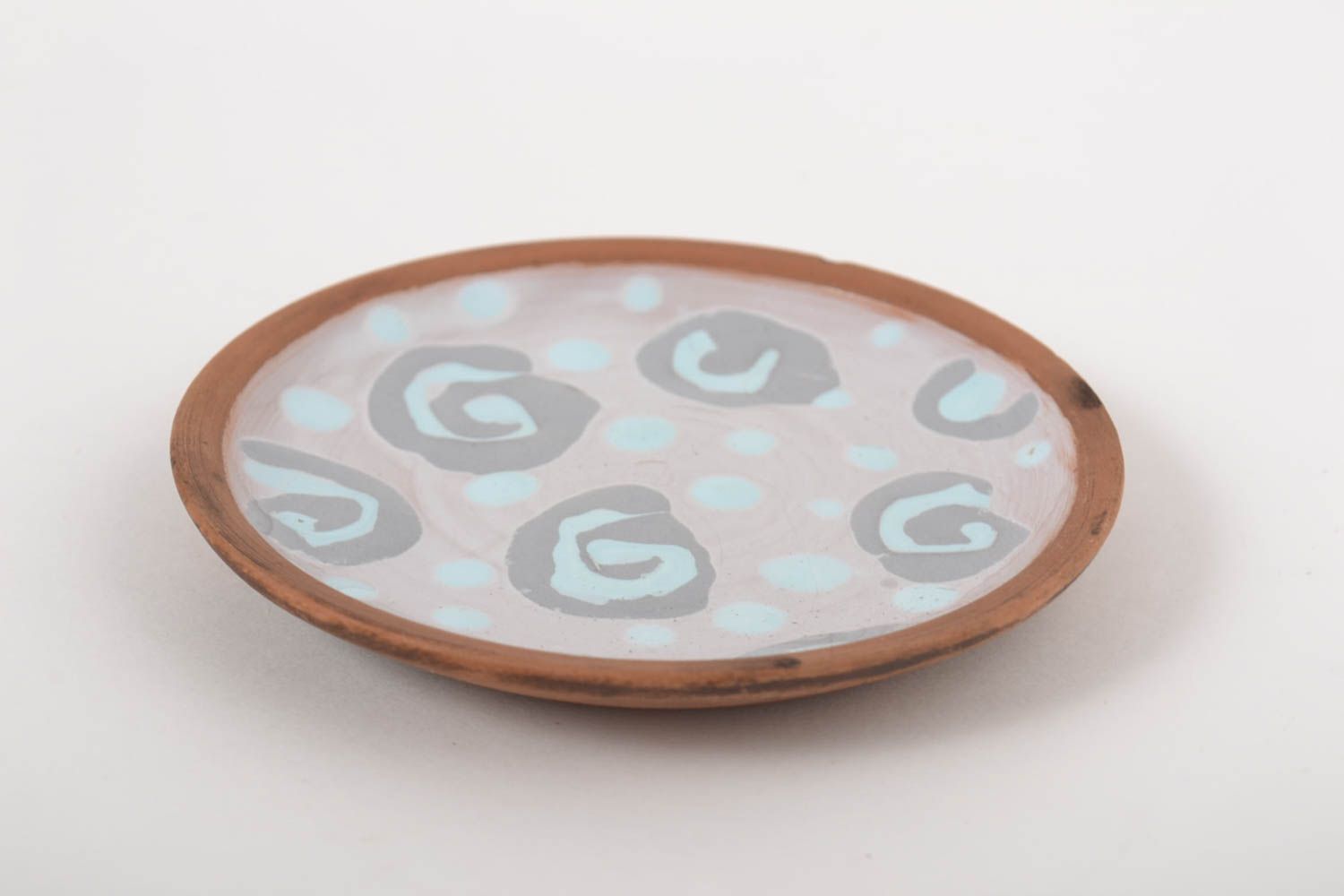 Керамика ручной работы красивая тарелка авторская глиняная тарелка спирали  фото 2
