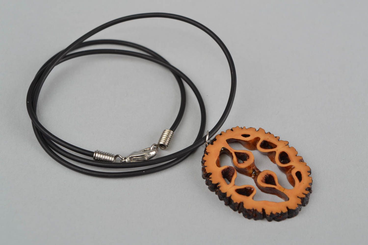 Unusual handmade walnut pendant fashion accessories designer jewelry for girls photo 5